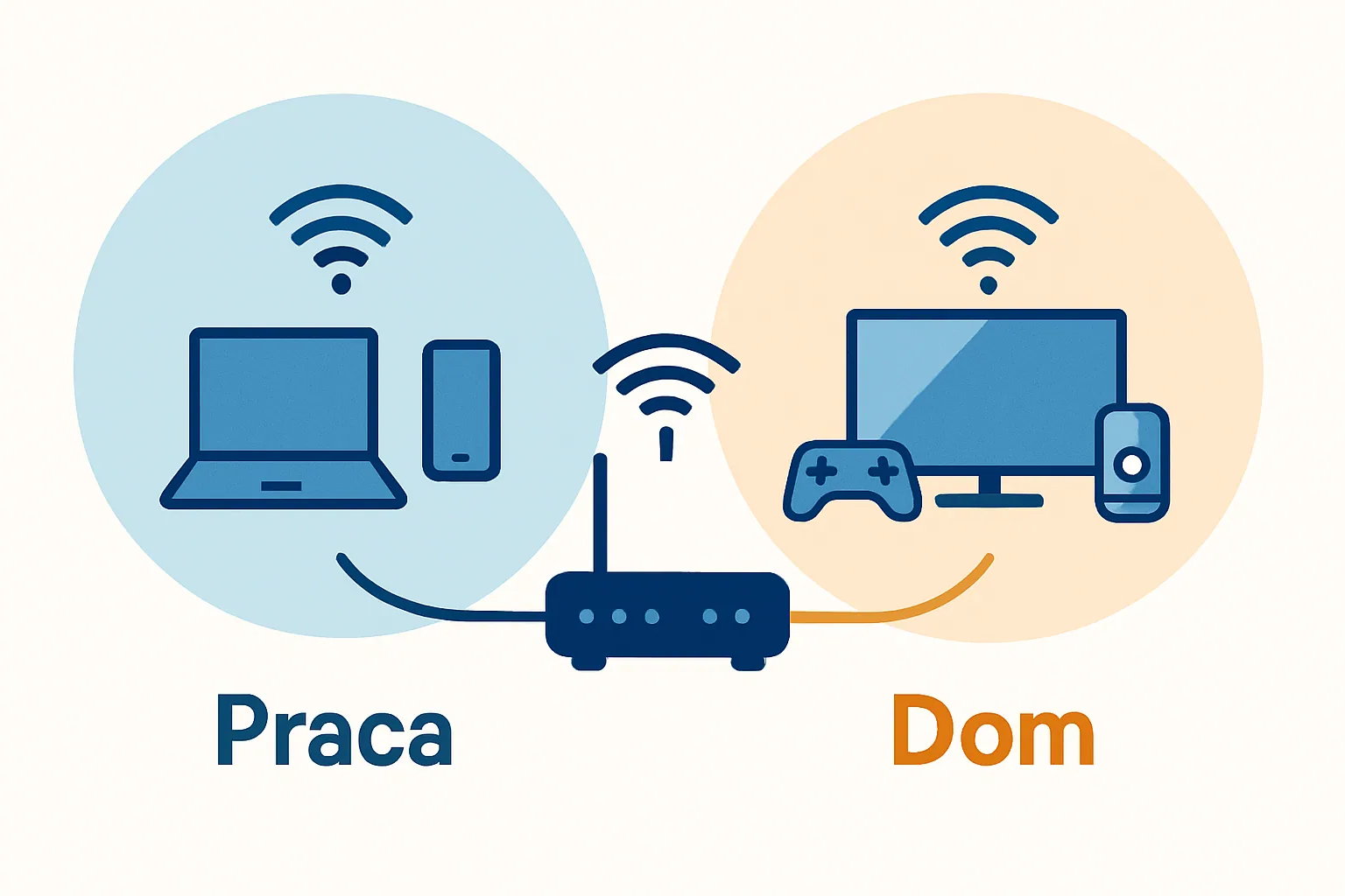 Schemat podziału sieci domowej na strefę prywatną i służbową