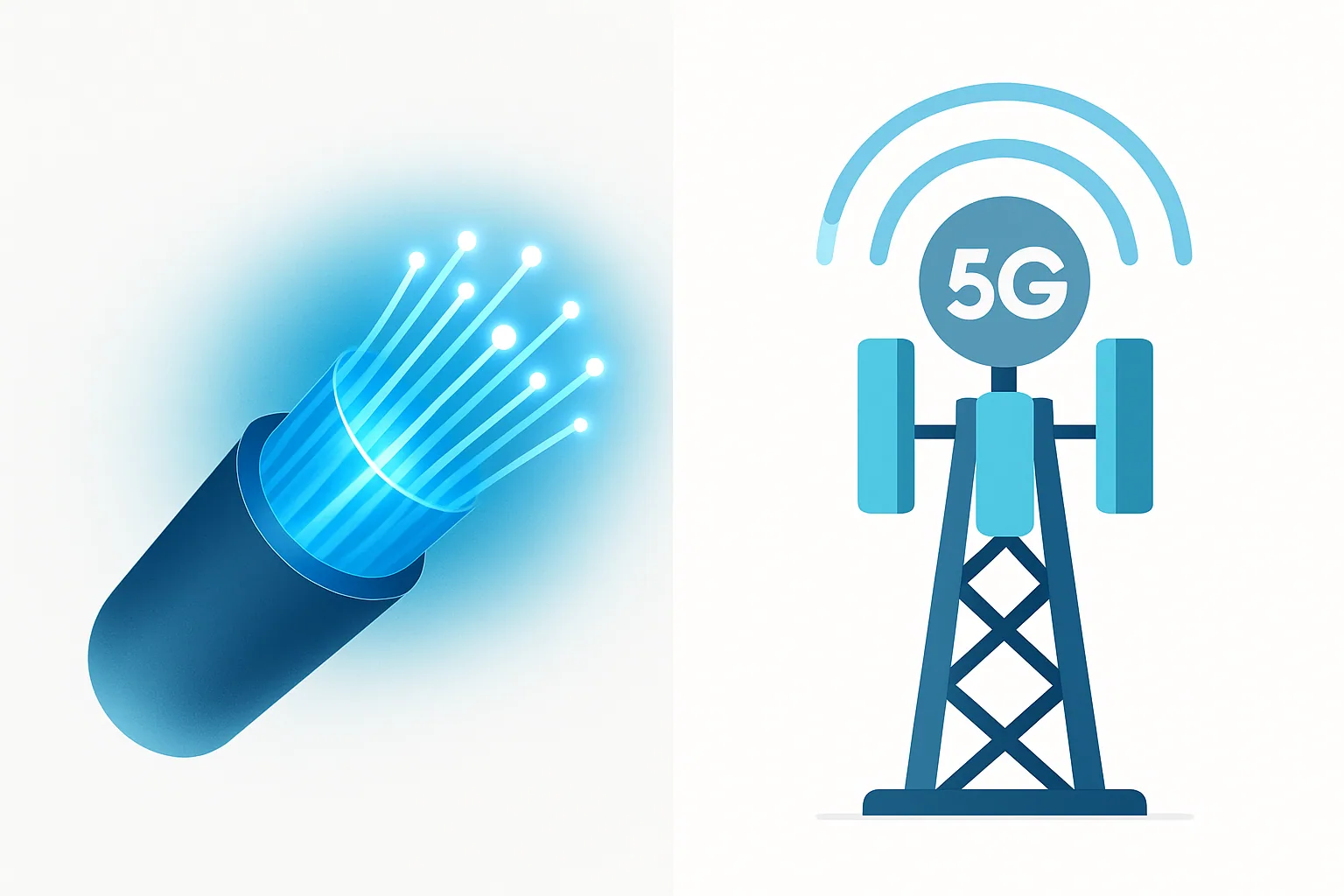 Porównanie technologii światłowodowej FTTH i sieci 5G
